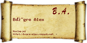 Bögre Alex névjegykártya
